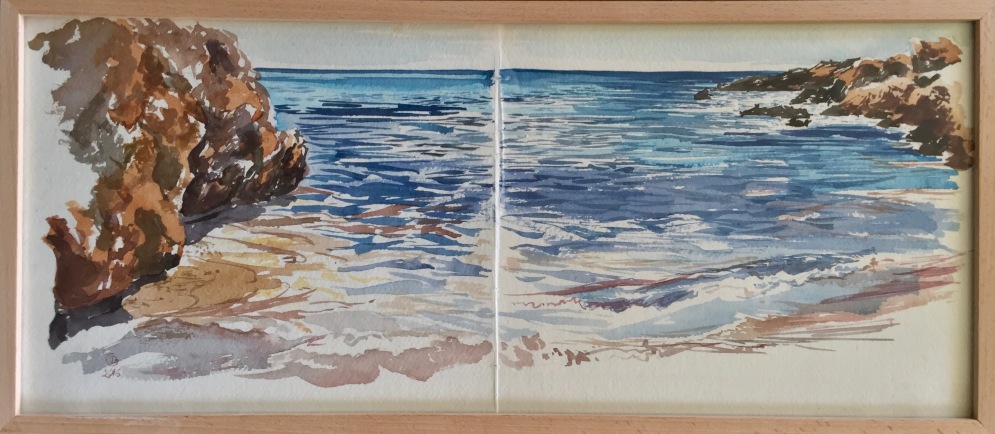 Crête, bord de mer. Carnet de voyage. Aquarelle sur papier coton Khadi. 2017